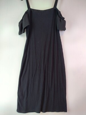 Lost Ink Off Shoulder Dress Womens 18 Black Loose Fit Buttoned