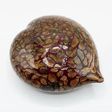 Vintage MURANO Style Deep Red Heart-Shaped Paperweight with Copper Flecks