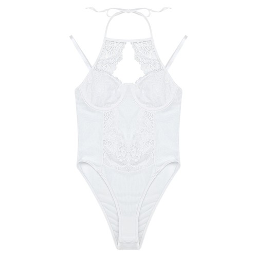 Damen Bodysuit Ein Stück Trikot Dehnbar Overall Leistung Unitarden Neckholder - Bild 10 von 43