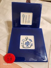 2 COBALT BLUE CERAMIC DECORATIV TILES 6" 6"