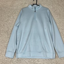 Hickey Freeman Pullover Mens Medium Blue 1/4 Zip Mock Neck Logo Preppy Golf