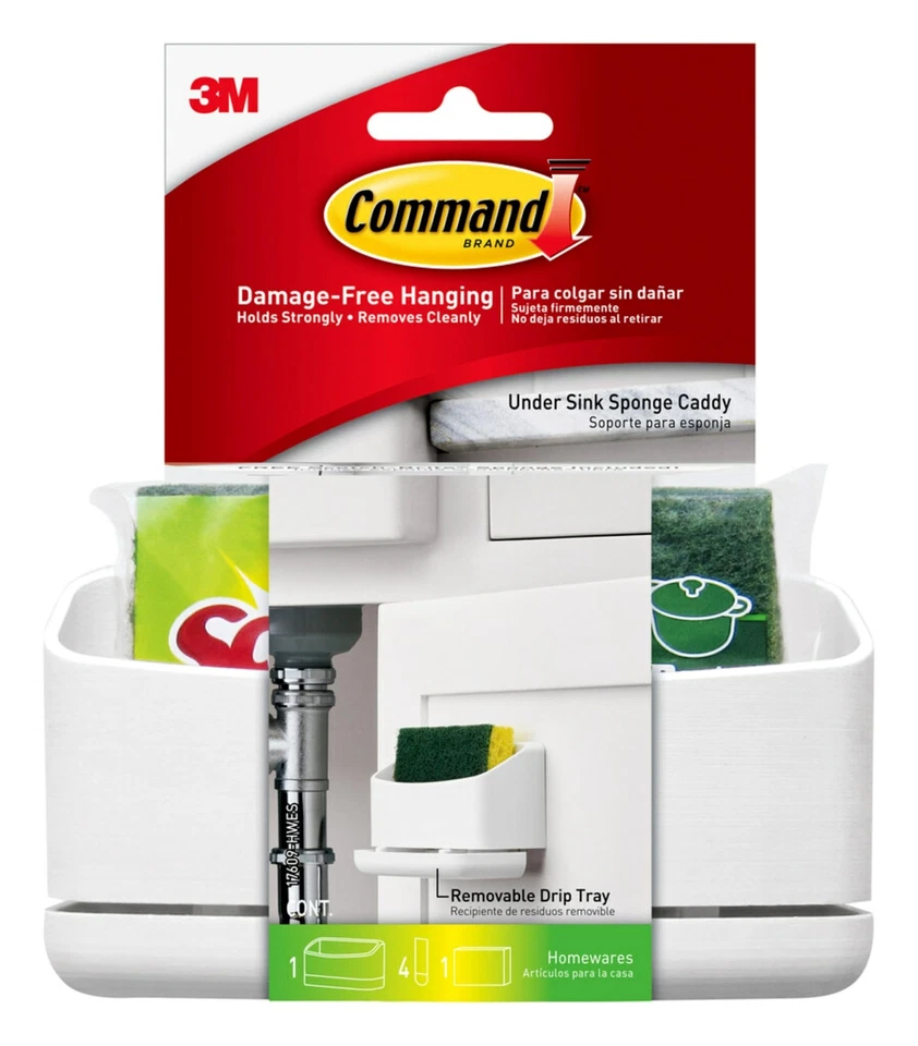 Command Medium Caddy with Sponge Organize Your Sponges Damage Free 1 Caddy 4 ... Foto 2 de 4