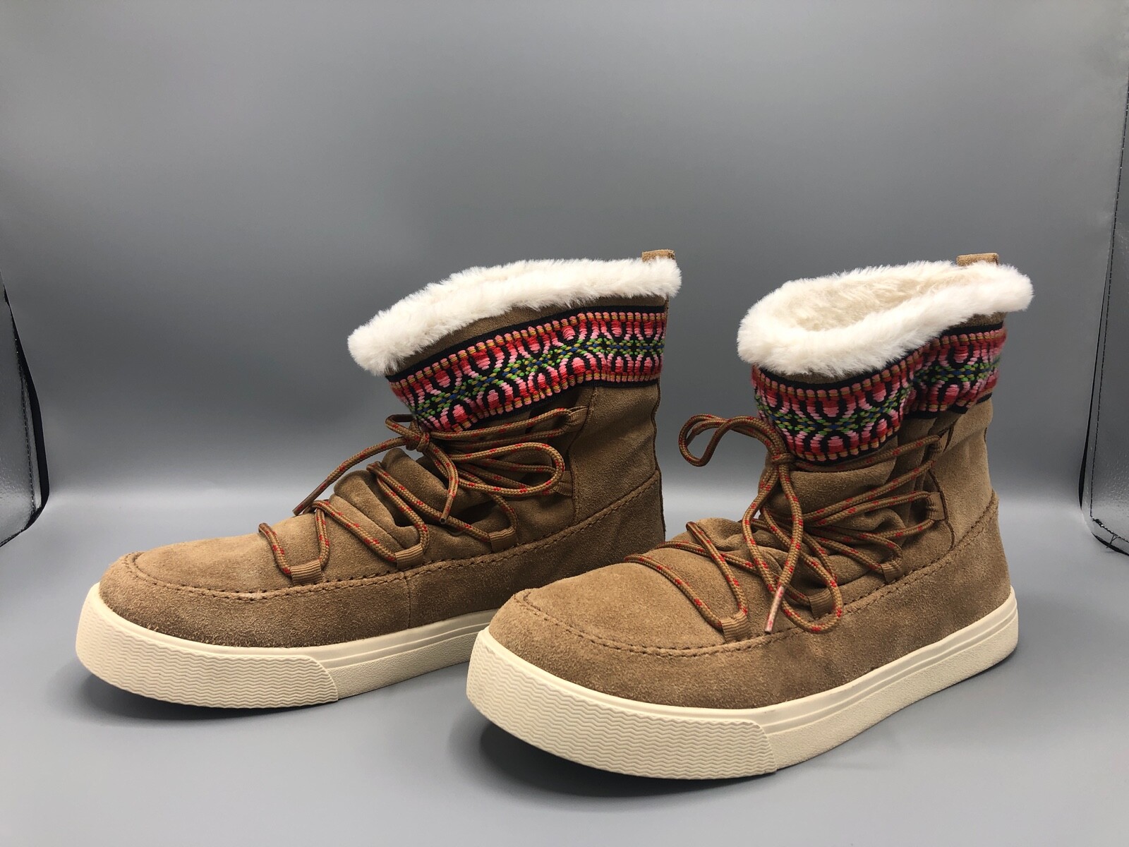 Faux Fur Ankle Sneaker Boots Size 