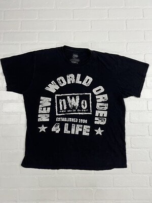 NWO T-Shirt Men's L Black/White “NWO 4 Life” Hulk Macho Man WWF
