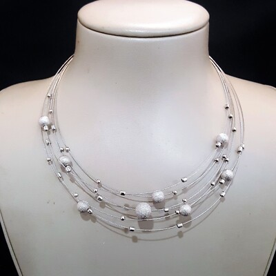 Stephan & Co Women's Silver Tone Multi Layer Wire Necklace NWT