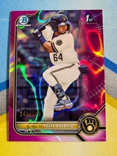 2022 Bowman FELIX VALERIO Milwaukee Brewers BCP-128 Fuchsia Lava Refractor #/199