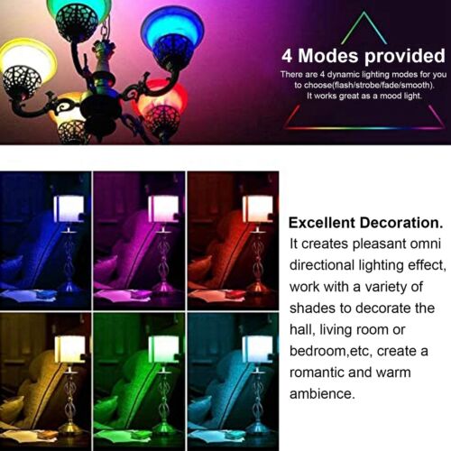 4pcs E27 RGB LED Light Bulbs Colorful Decorating Lamp With 2 Remote Controls US - Picture 8 of 21