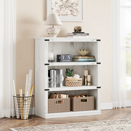 Industrial 3-5 Shelf Wood Bookcase Bookshelf Storage Display Rack Book Shelving - Picture 12 of 25