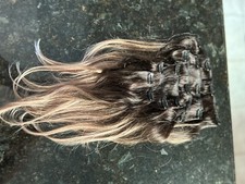 Hair Extensions 16  Straight Long 6 PCS Clip in onSynthetic Brown Blonde Ombre