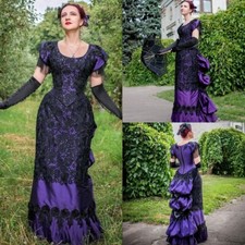 Vintage Victorian Party Prom Dress Ruched Bustle Historical Corset Evening Gowns