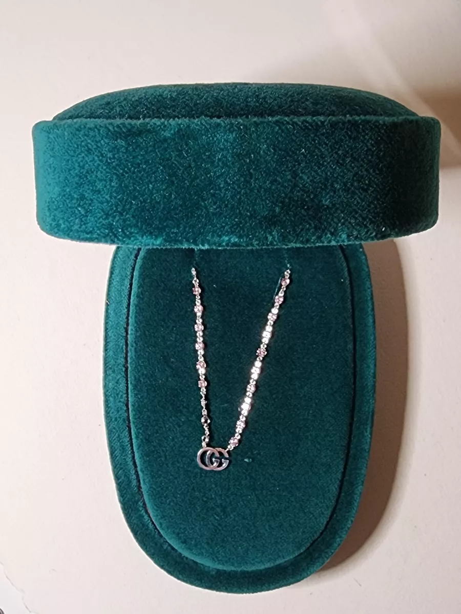 Gucci 18K White Gold GG Running Pink Topaz Necklace eBay