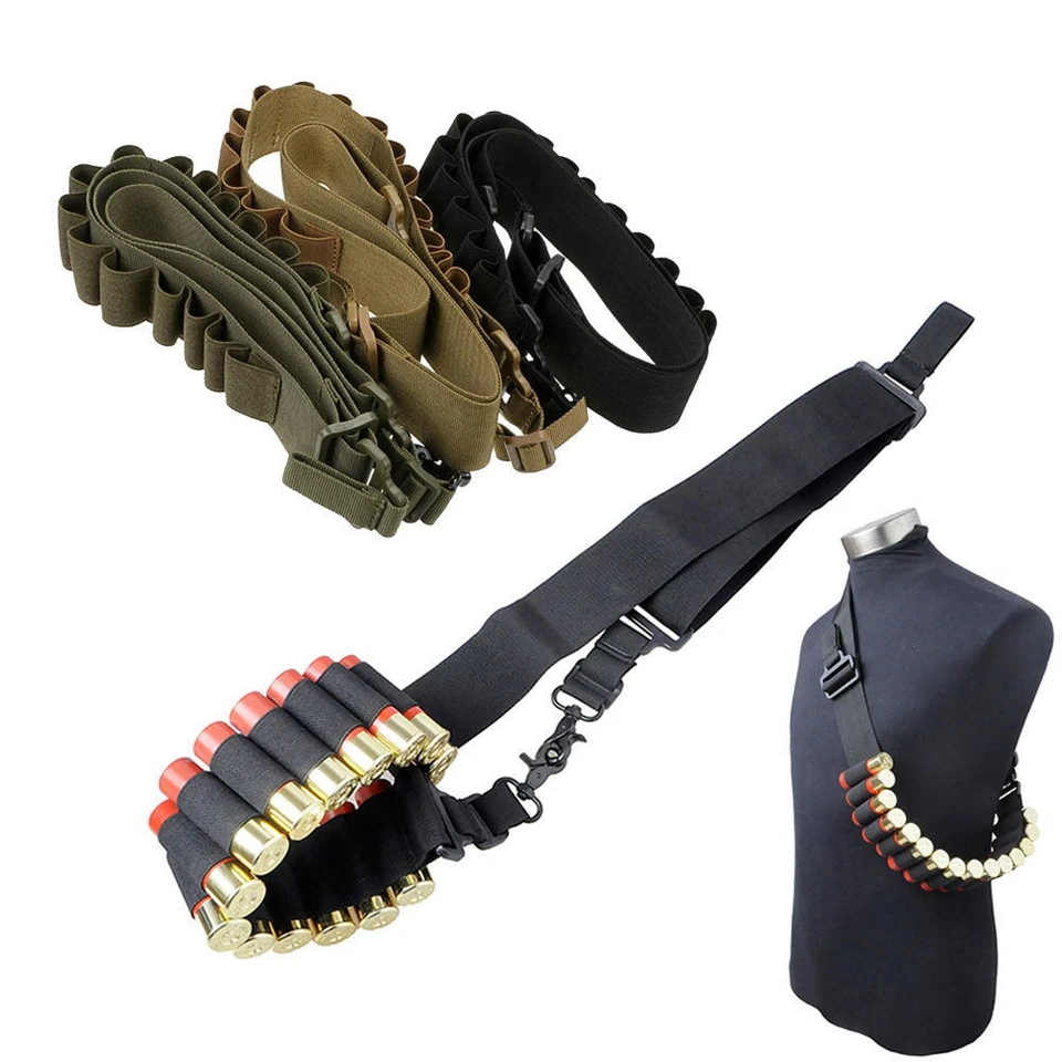 Tactical Shotgun Shell Nylon Sling 12Ga 20Ga Ammo Holder Bandolier Belt Strap - Image 2 of 4