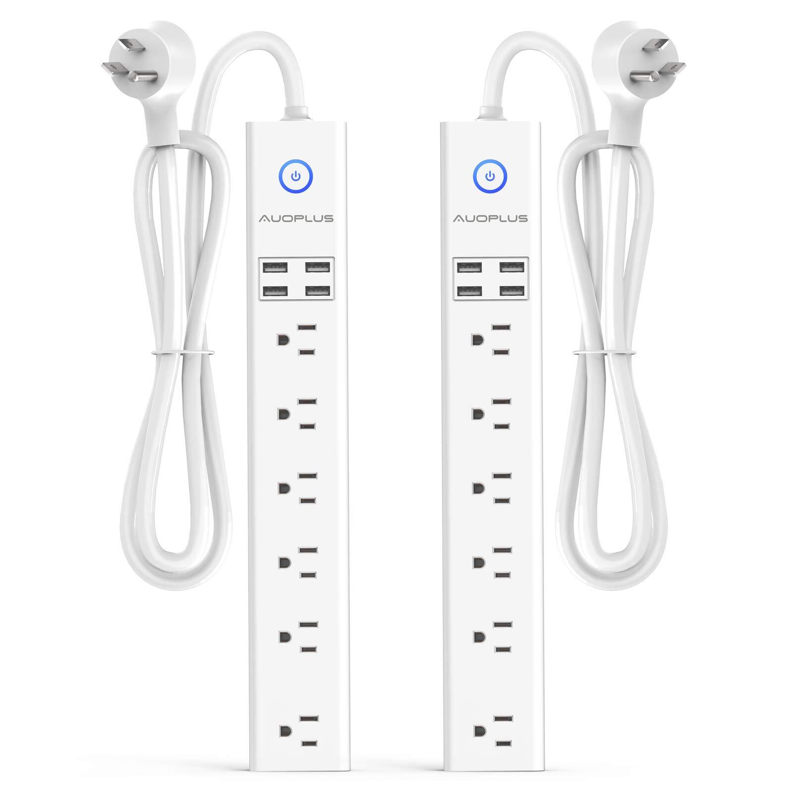 2 Pack Surge Protector Power Strip - 10FT Long Extension Cord with Multiple O...