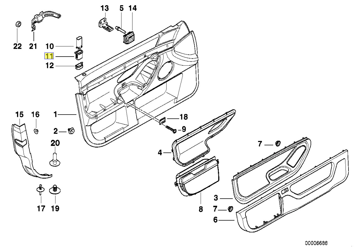 BMW E38 Türschloss knöpfe Stecker Post Öse Rand 8166670 
