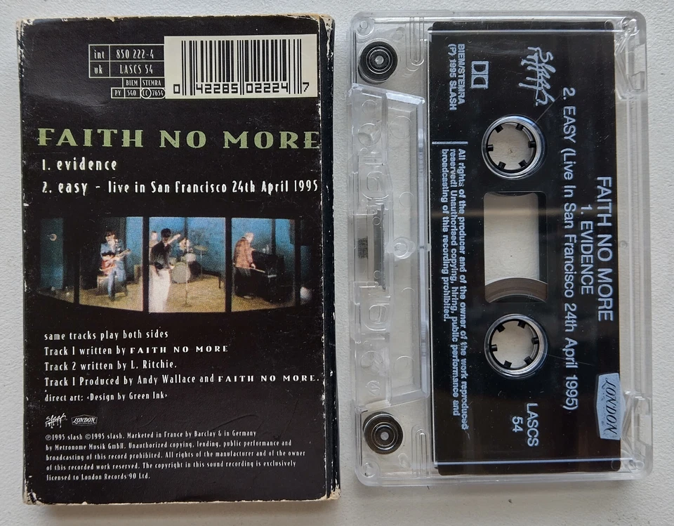 FAITH NO MORE - EVIDENCE (SLASH LASCS54) 1995 UK CASSETTE SINGLE FUNK ROCK ALT Foto 3 de 4