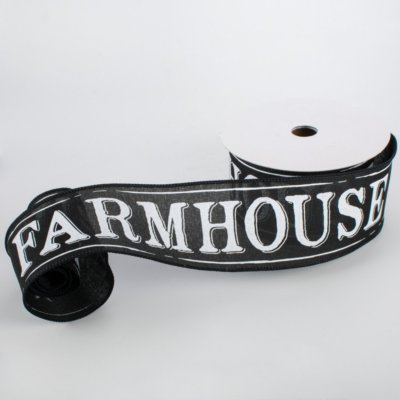 Farmhouse Black /& White Ribbon 2.5/" x 10 yds