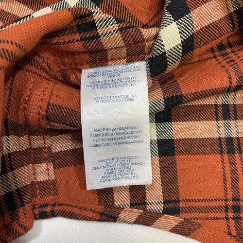 Chaps Ralph Lauren Shirt Men's Medium Performance Flannel Long Sleeve Orange NWT - Picture 6 of 10