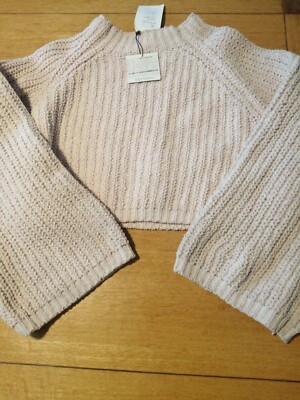 Missguided Luxe Flare Sleeve Knitted Jumper Pink Size 16 UK