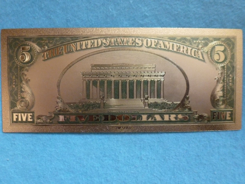 1928 series,999 Gold leaf-colored 5 Dollars  - Image 2 of 2