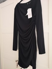 BNWT ZARA Draped Asymmetric Black Mini ruched Dress Size M Medium party cocktail