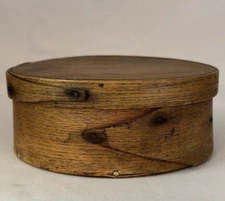 ANTIQUE PRIMITIVE 7" ROUND WOOD FINGER LAPPED PANTRY BOX