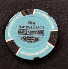 New Smyrna Beach, Florida Harley Davidson Poker Chip / Aqua & Black 