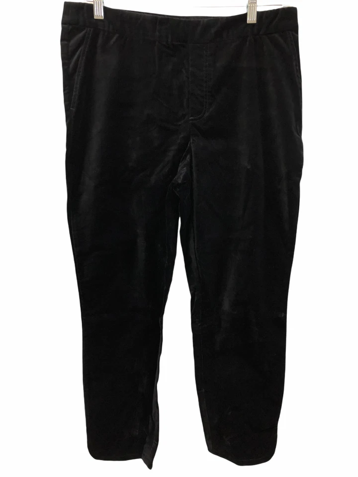 Isaac Mizrahi Mujer Reg. Pantalones al tobillo de terciopelo con dobladillo de tulipán negro liso talla 12