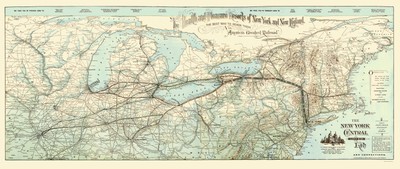Railroad Map New York Central and Hudson River Railroad Matthews 1893 23 x 54