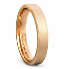 Edge Engagment Ring Wedding Band Rose Gold Brushed Tungsten Ring Beveled