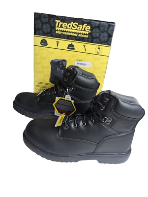TREDSAFE Slip-Resistant Composite Toe Safety Work Boots Black