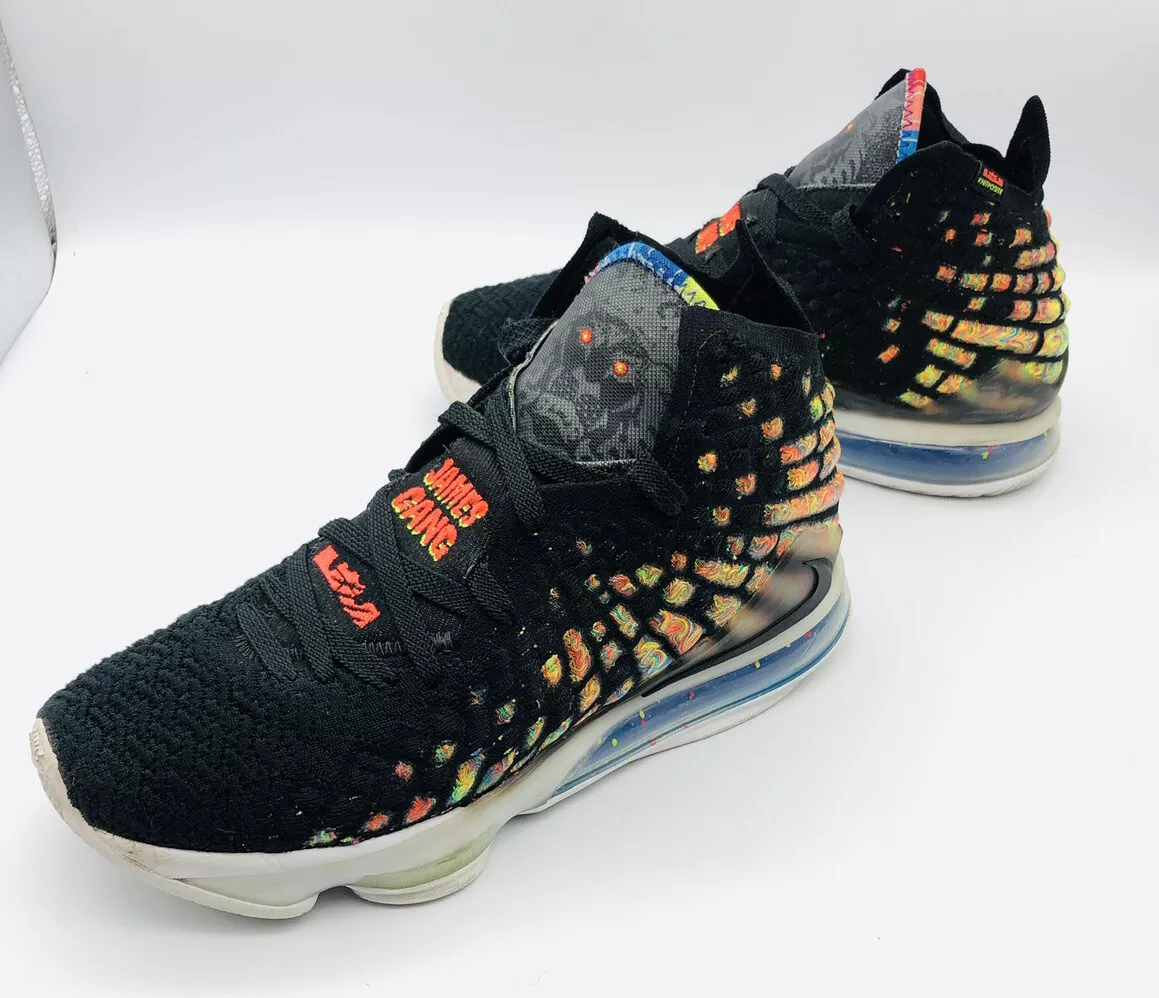 Nike LeBron 17 James Gang Sneaker Shoes Black Colorway Knitposite Mens 7