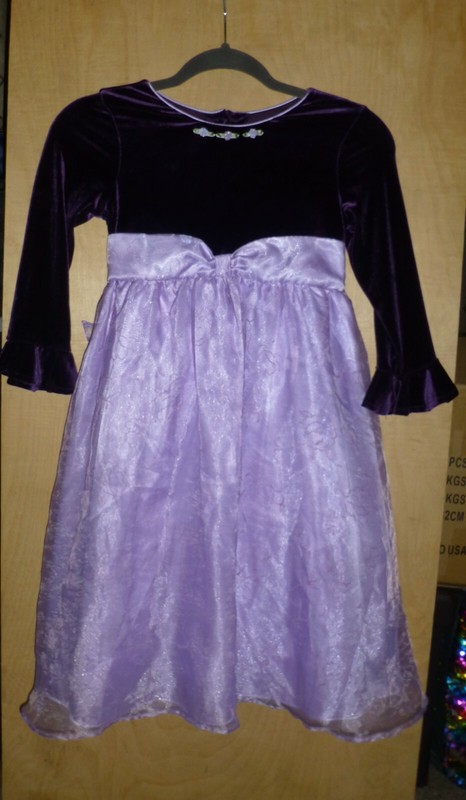 Jona Michelle Girls Long Sleeve Purple Floral Tulle Dress Size 8