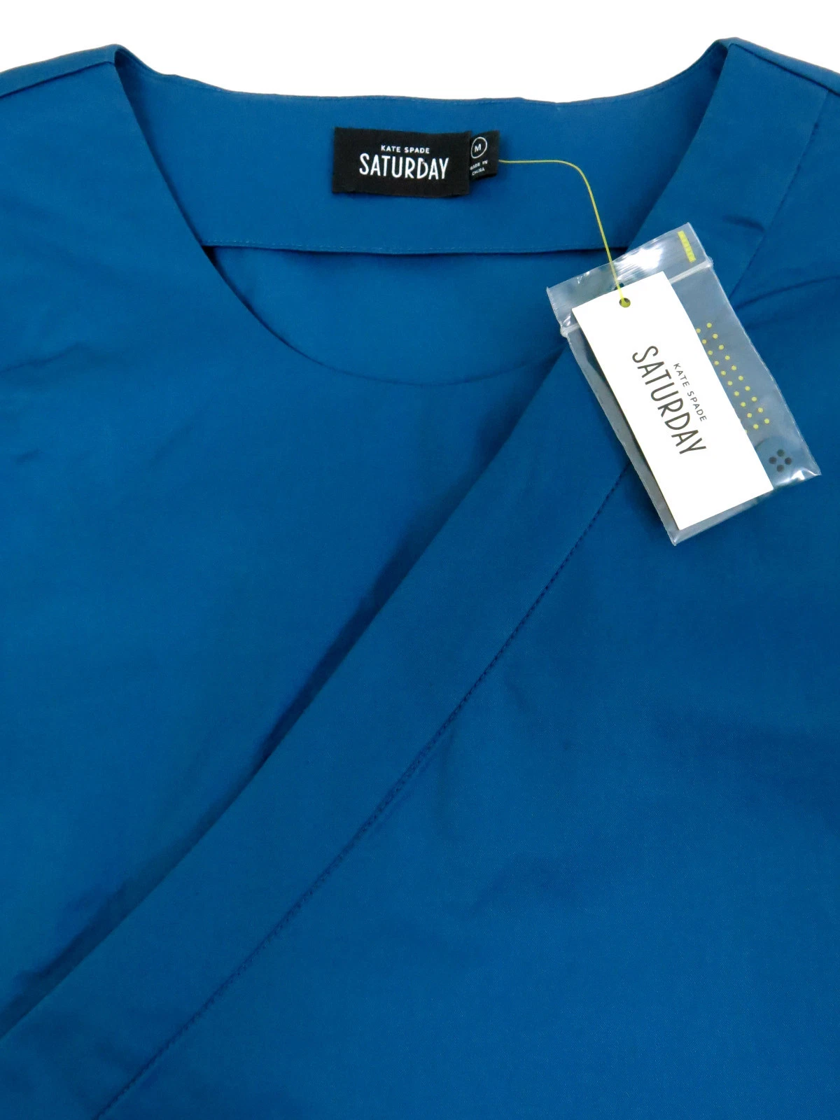 KATE SPADE SATURDAY abito camicia incrociata manica lunga cotone blu M