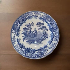 Vintage Spode Blue Room Collection GIRL AT WELL 10.5” Dinner Plate England *CHIP