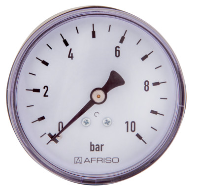 Afriso Rohrfeder Manometer Heizung Ø 50 mm 1/4 Zoll axial hinten 6, 10, 16 bar
