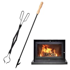 Heavy Duty Long Fireplace Fire Pit Campfire Poker Stick Fireplace Tongs Tool