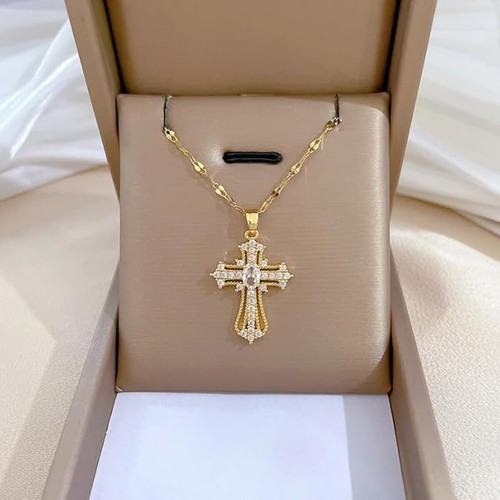 Gargantilla con colgante de cruz punk cadena clavícula gótica para hombre y mujer de colección - Imagen 6 de 18