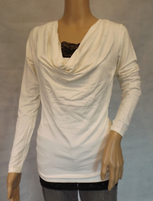   Tolles Shirt    XS  32/34 ~ wollweiss ~ offwhite ~ langarm ~ Longsleeve ~ 2in1