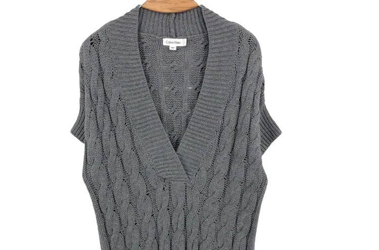 Cárdigan suéter gris manga corta CALVIN KLEIN para hombre talla L Foto 3 de 4