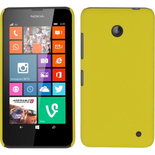 Coque rigide pour Nokia Lumia 630 housse jaune caoutchoutée + 2 films de protection - Photo 1/4