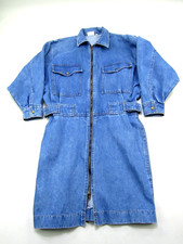VTG Avon Fashions Denim Front Zipper Dress Trench Coat Retro 1980s Blue No Size?