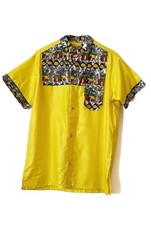 Yellow African shirts for men Wax Fabric Handmade In Liberia