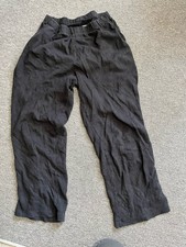 Lands' End Women's Black Sport Knit Straight Leg Pocket Joggers Pant Size Medium