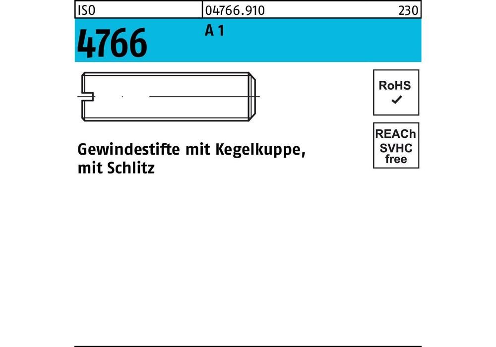 Рейхерный подъемник ISO 4766 m.Kegelkuppe/Schlitz M 6 x 10 A 1