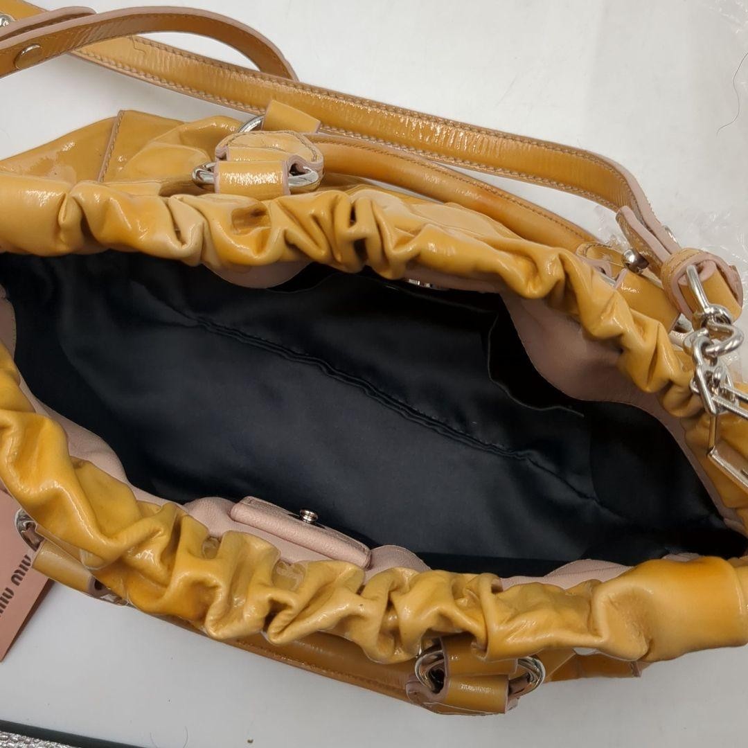 Miu Miu Vitello Lux Leather 2Way Handbag Shoulder Bag Yellow