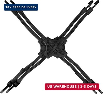 Tack Strap - 4-Way Flat Bungee Cord with Rubber Pad Grip, Non-Slip Tie Down Stra