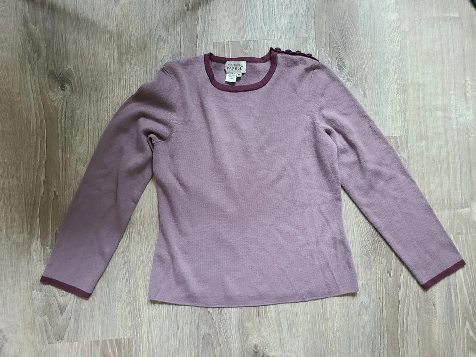 Adrianna Papell Mujer M Conjunto Suéter Maxi Falda Bufanda Mezcla Lana Púrpura Foto 2 de 4