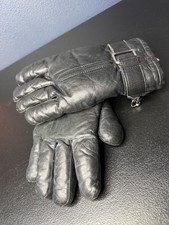 Vintage Black Leather Down Lined Thick Snowmobile Ski Gloves Men s Size L
