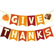 OHOME Thanksgiving Decorations - GIVE THANKS Banner Friendsgiving Party Dec...