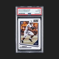 Graded 2018 Panini Score SAQUON BARKLEY #359 Rookie RC Football Card PSA 10 Mint. rookie card picture